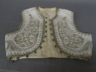 An embroidered silver wire Bolero waistcoat