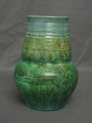 A Beswick green glazed Art pottery vase, the base marked Beswickware, Made in England, impressed 187 8"