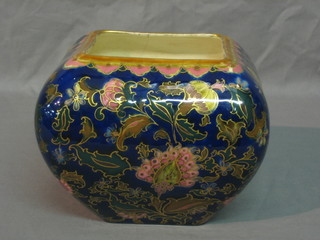 A 19th/20th Century Continental square pottery vase with floral decoration 8"