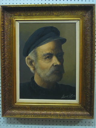 N Mokafri? a 20th Century Dutch oil on canvas, head and shoulders portrait of a sailor 15"x11"