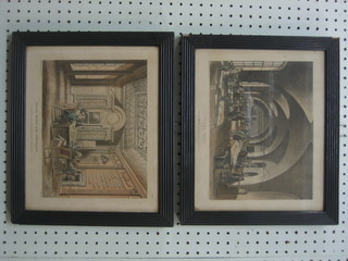 A pair of 18th/19th Century coloured prints "The Boardroom of the Admiralty" & "Stamp Office" 7.5" x 10"