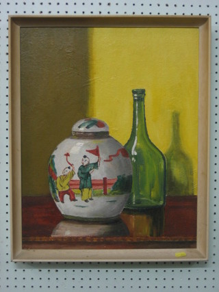 Chris King, still life oil painting "At The Bottom of the Garden" 19" x 15"