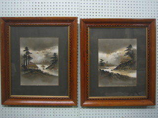 A pair of 19th Century Japanese prints "Study of Buildings" 11"x9"