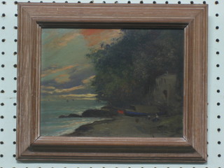 Rissiaili?, oil on board "Beach Scene" the reverse with Rowley Gallery label 6"x8"