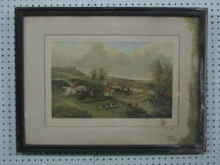 After F J Herring, a coloured hunting print "Full Cry" 9" x 15" contained in a black and gilt frame