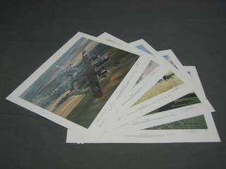 After Geoff Nutkins, 7 limited edition coloured prints  - 2 Fallen Eagle, Spitfire, Somewhere in France, Victory over Kent, Missing and High Battle, all signed and unframed