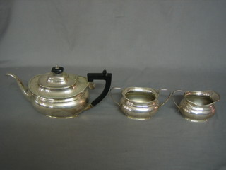An oval silver plated 3 piece tea service