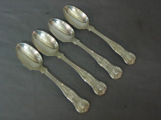 4 Victorian silver Queens pattern teaspoons, London 1856, 4 ozs