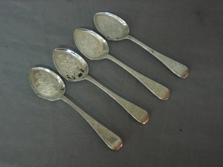 4 Victorian silver sorbet spoons, London 1883, 2 ozs