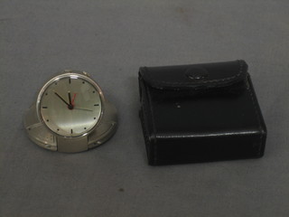 An American Troika UFO travelling clock, complete with case