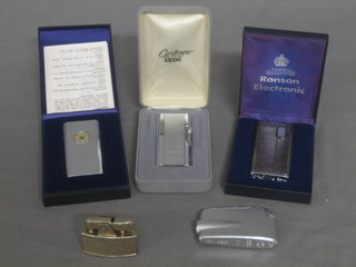 2 Ronson lighters, cased, a Zippo lighter cased and 2 other lighters