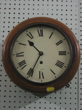 A fusee wall clock with 8" circular painted dial marked 5230 contained in an oak case