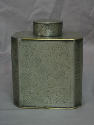 A lozenge shaped Eastern engraved caddy 6"