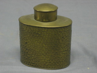 A planished brass tea caddy 5"