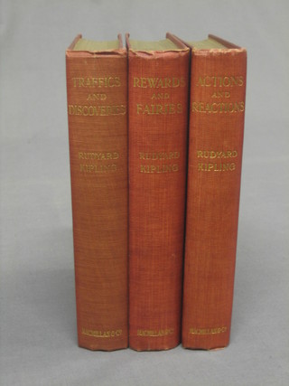 Rudyard Kipling "Traffics and Discoveries" 1904, 1 vol. "Rewards and Fairies" 1910 and  "Actions and Reactions" 1909 all published by Macmillan