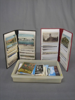 2 album of various coloured and other postcards and a collection of various loose coloured postcards