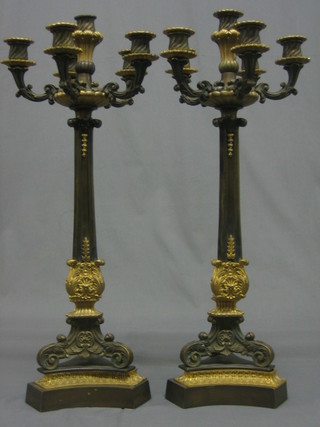 A pair of fine quality Regency style bronze and gilt ormolu 5 light candelabrum 25"