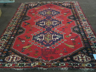 A contemporary Kashkayi red ground rug 102"x  