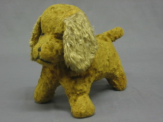 An antique yellow cuddly dog 13"