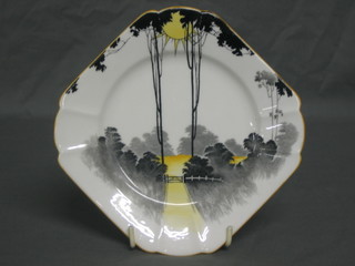An Art Deco Shelley pottery plate, the base marked Shelley 723404 and 11678a 7"