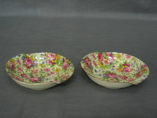 A pair of Royal Winton Summer Time pattern dishes with floral decoration 6"