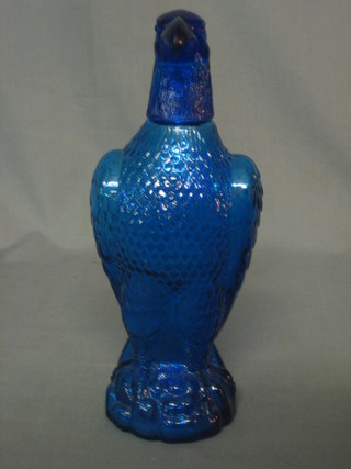 A blue Art Glass decanter in the form of a Falcon 11"