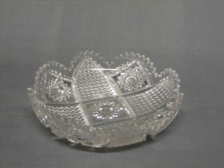 A circular cut glass bowl 8"