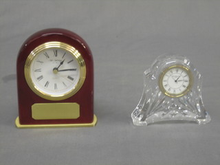 A Waterford crystal arch shaped mantel clock with quartz movement and 1 other contained in a wooden case 3"