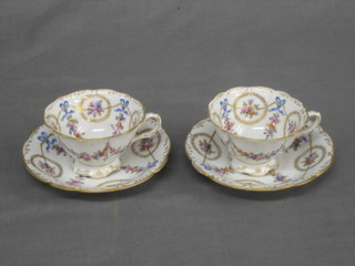 A 12 piece late Dresden tea service with floral decoration, comprising 6 cups and 6 saucers (1 f)