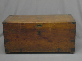 A 19th Century rectangular camphor coffer with brass banding and hinged lid 37"