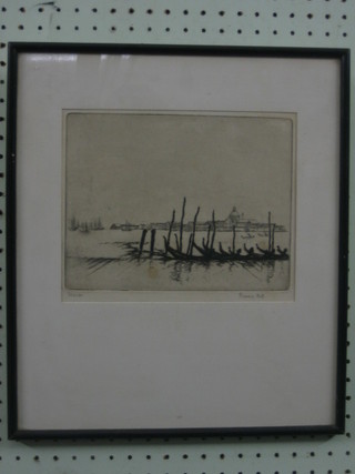 Florence Bell etching of "Venice" signed 7" x 9"