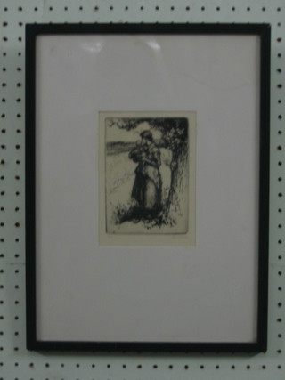 Greta Delleany an etching "Standing Lady" signed in in the margin with blind proof stamp 5" x 4" 