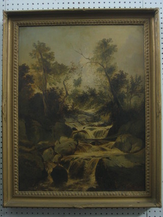 A 19th Century oil on canvas "Study of a Torrent" 33" x 17"