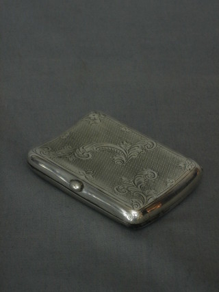 An Edwardian silver cigarette case with engraved decoration Birmingham 1901, 2 ozs