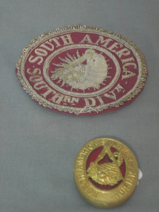 A  Past District Grand Stewards gilt metal and enamelled collar jewel and apron badge South American Southern Division