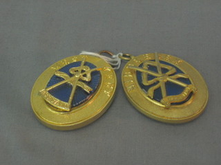 2 Past Provincial Grand Officer's gilt metal collar jewels