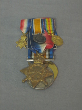 A  group of 3 medals comprising 1914-15 Star, British War medal and Victory medal to 48827 Corporal, later Sergeant A R Jonson Royal Engineers together with a group of miniatures