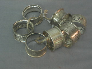 7 various silver napkin rings 3 ozs