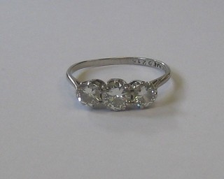 A lady's platinum dress/engagement ring set 3 rose cut diamonds, approx 1 carat