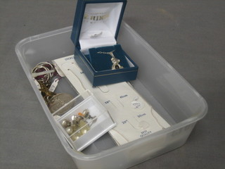 A collection of various items of silver costume jewellery