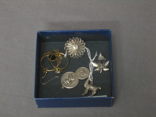 A  gilt dress ring, 2 silver St Christopher and a small collection of costume jewellery