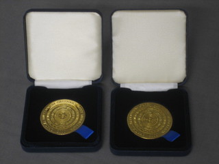 2, 2002 gilt metal Millennium Dome Greenwich medallions