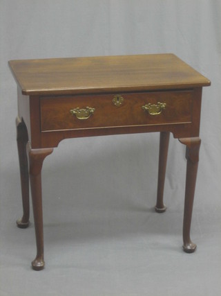 A Georgian style mahogany side table, fitted a frieze drawer and raised on club supports (1 f and r) 37"