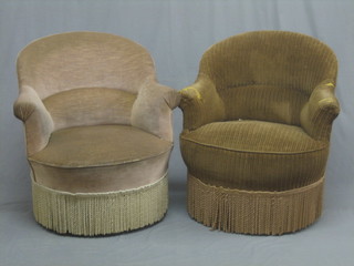 A pair of mahogany framed tub back chairs