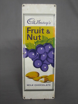 An enamelled double sided Cadbury's advertising sign - Dairy Milk Chocolate and Fruit and Nut, 14" x 5"