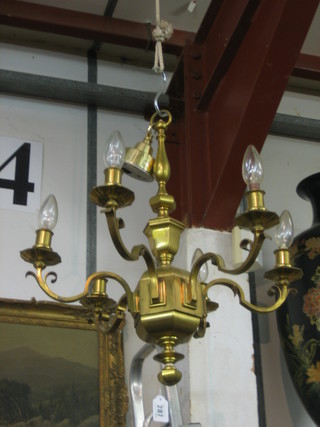 A gilt metal 6 light Dutch style electrolier