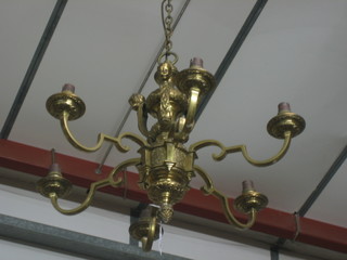 A gilt metal 5 light electrolier