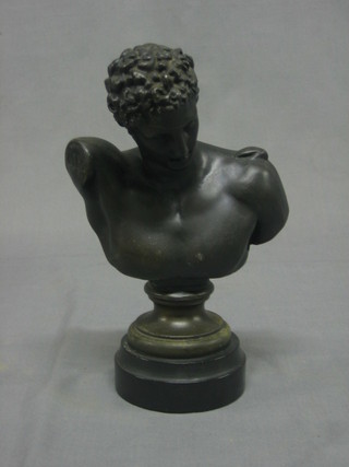A classical metal head and shoulders portrait bust in the form of a gentleman 9"