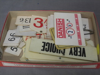 A collection of old Butcher's pre-decimal price signs