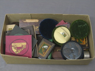 A collection of old gramophone record cleaners, labels etc